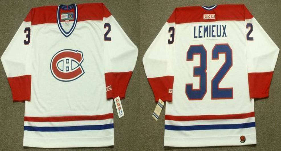 2019 Men Montreal Canadiens 32 Lemieux White CCM NHL jerseys